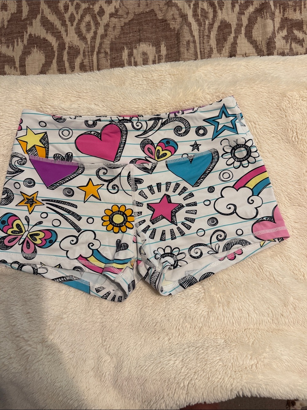 Savage Barbell White Multicolor Printed Bike Shorts